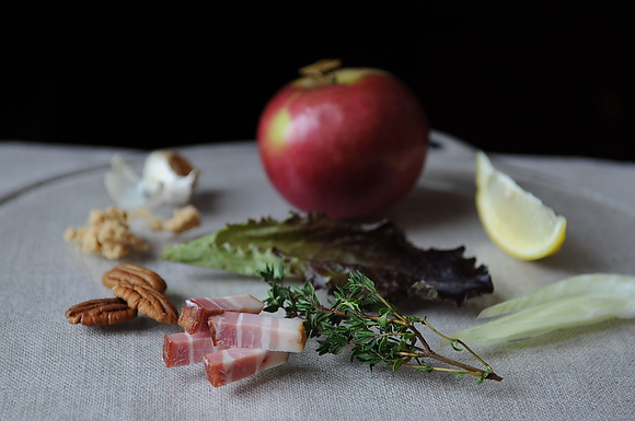 Not-Too-Virtuous Salad with Caramelized Apple Vinaigrette