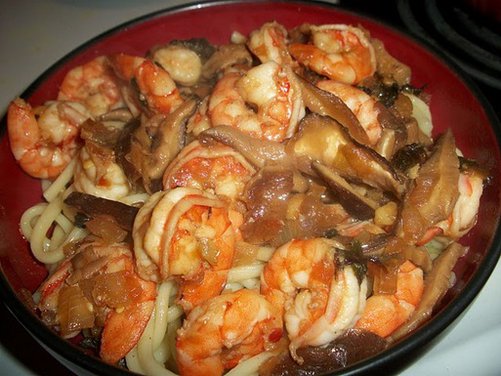 Garlicy Shrimp and Udon