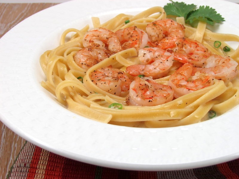 Shrimp & Fettucine in Creamy Coconut Sauce