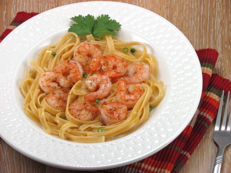 Shrimp & Fettucine in Creamy Coconut Sauce