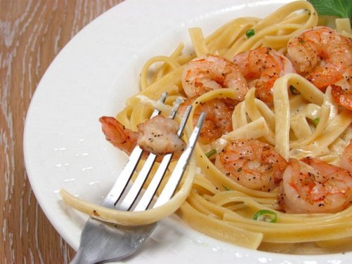 Shrimp & Fettucine in Creamy Coconut Sauce