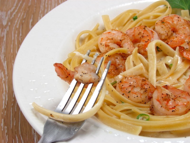 Shrimp & Fettucine in Creamy Coconut Sauce