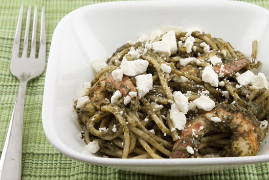 Spinach Sauce Pasta with Shrimp