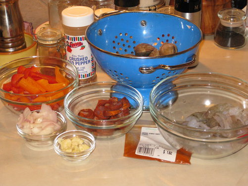 Red Wine Linguini with Clams and Shrimp