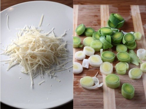 Simple pasta with leeks and scallops