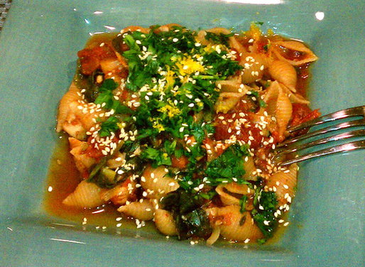 Za'atar Spiced Fish Pasta with Spinach