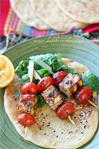 Homemade Grilled Paneer Kabobs in Moroccan Chermoula Sauce