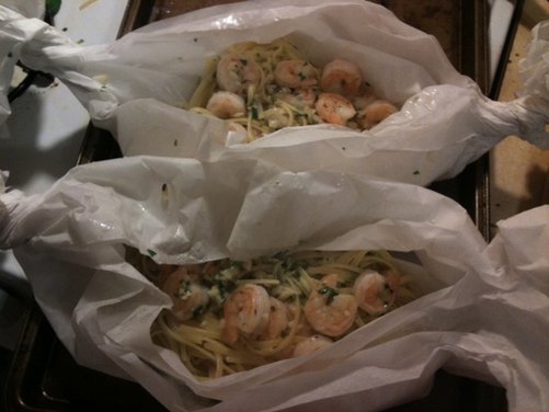 Shrimp Linguine with Garlicvermouthbutter.