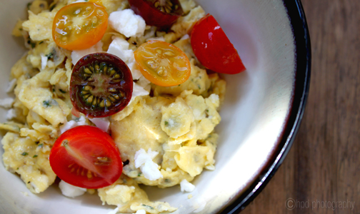 Eggs with Chervil, Feta & Heirloom Tomatoes