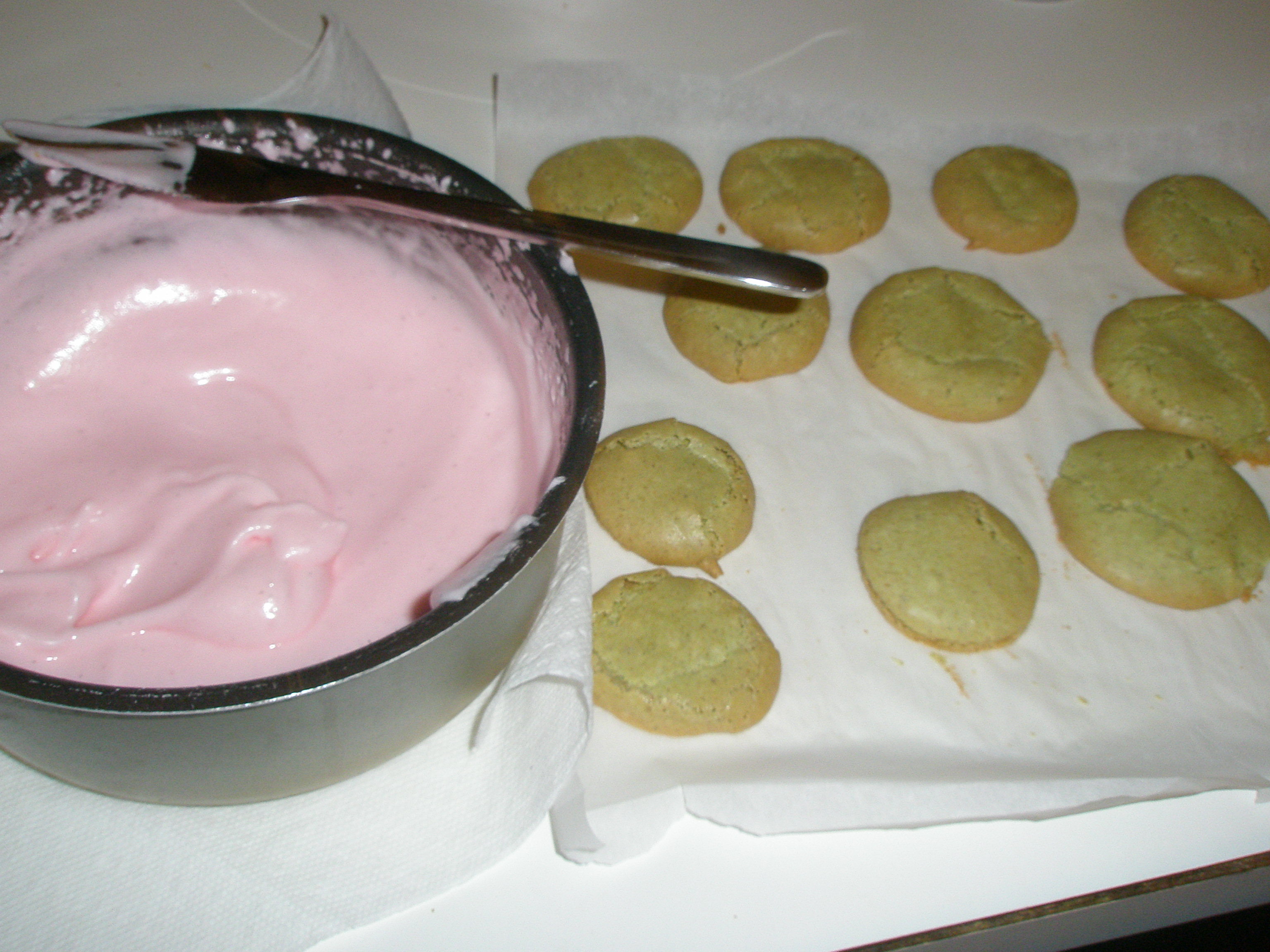 Pistachio Cardamom Macarons with Rosewater Icing