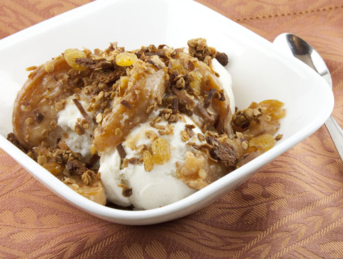 Peach Sundaes with Cardamom Gingersnap Topping