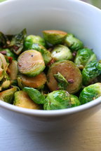 Garlicky Stir Fried Brussels Sprouts with Szechuan Peppercorns