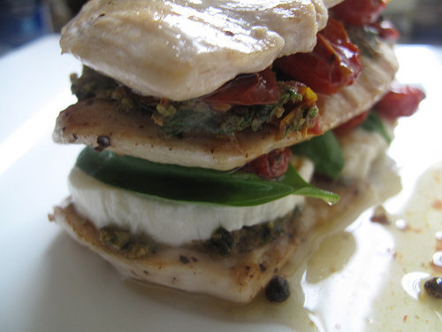 Chicken caprese millefeuille
