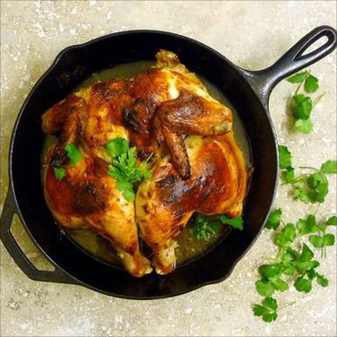 Roasted Butterflied Chicken with Cardamom and Yogurt