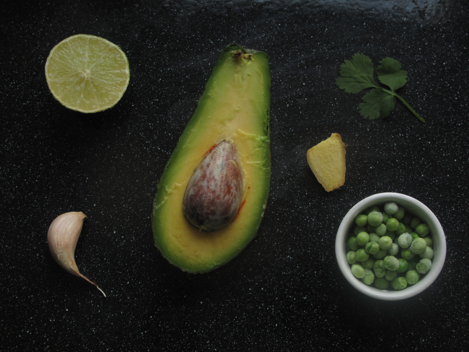 Smashed Pea Guacamole with Cilantro, Ginger and Lime