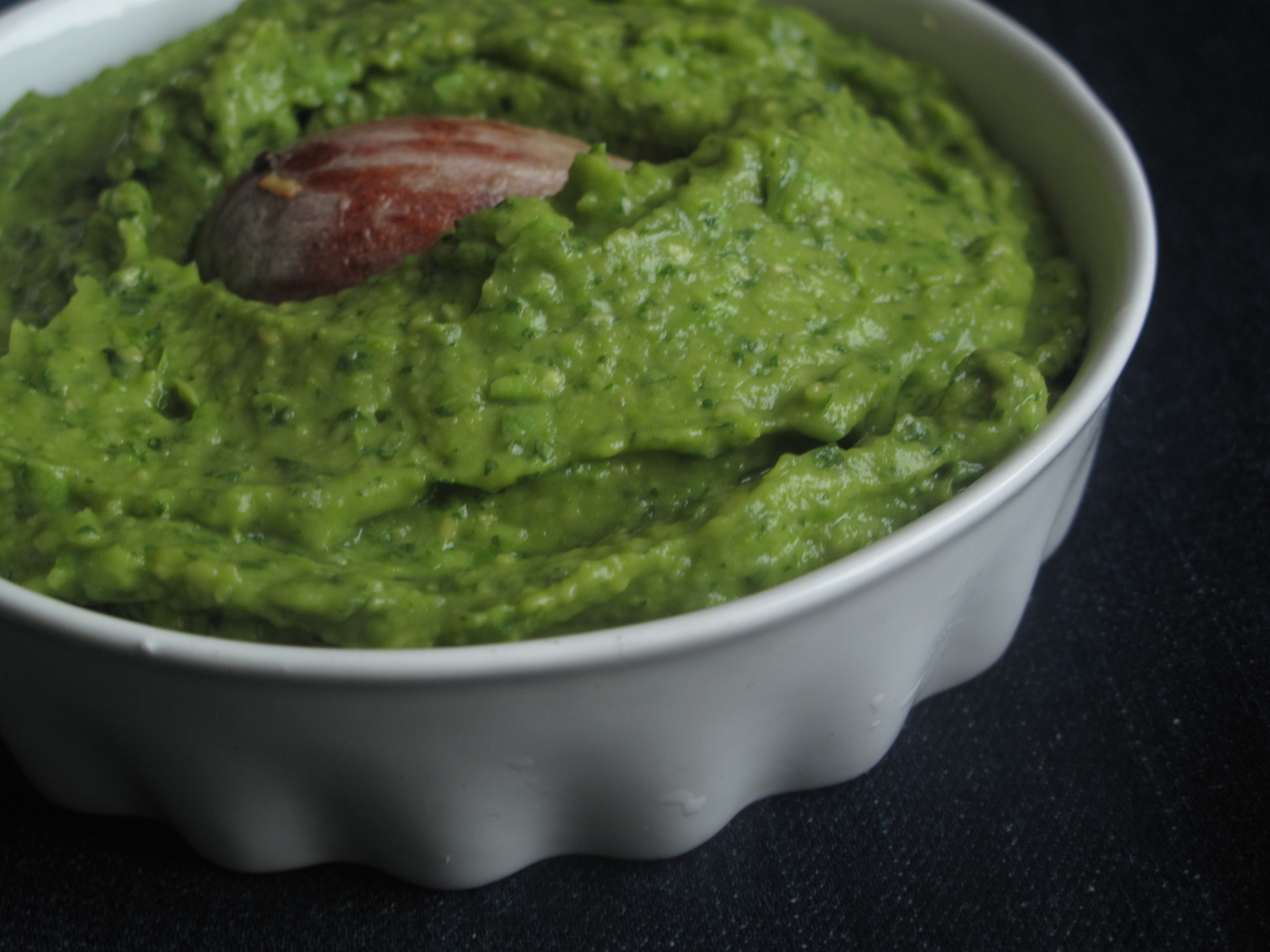 Smashed Pea Guacamole with Cilantro, Ginger and Lime