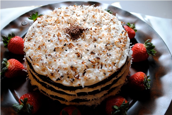 Chocolate Cake with Vanilla Coconut Frosting