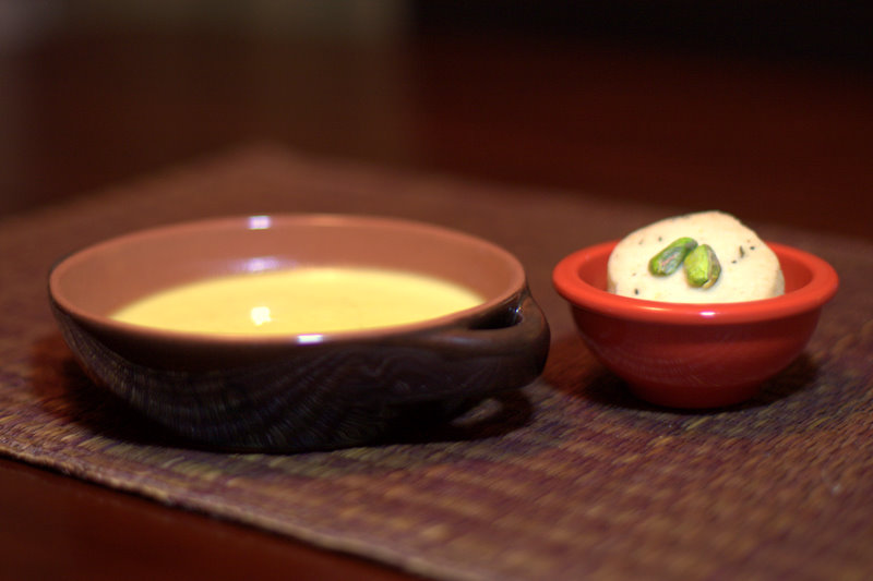 Cardamom Coconut Pots de Creme with Pistachio Shortbread