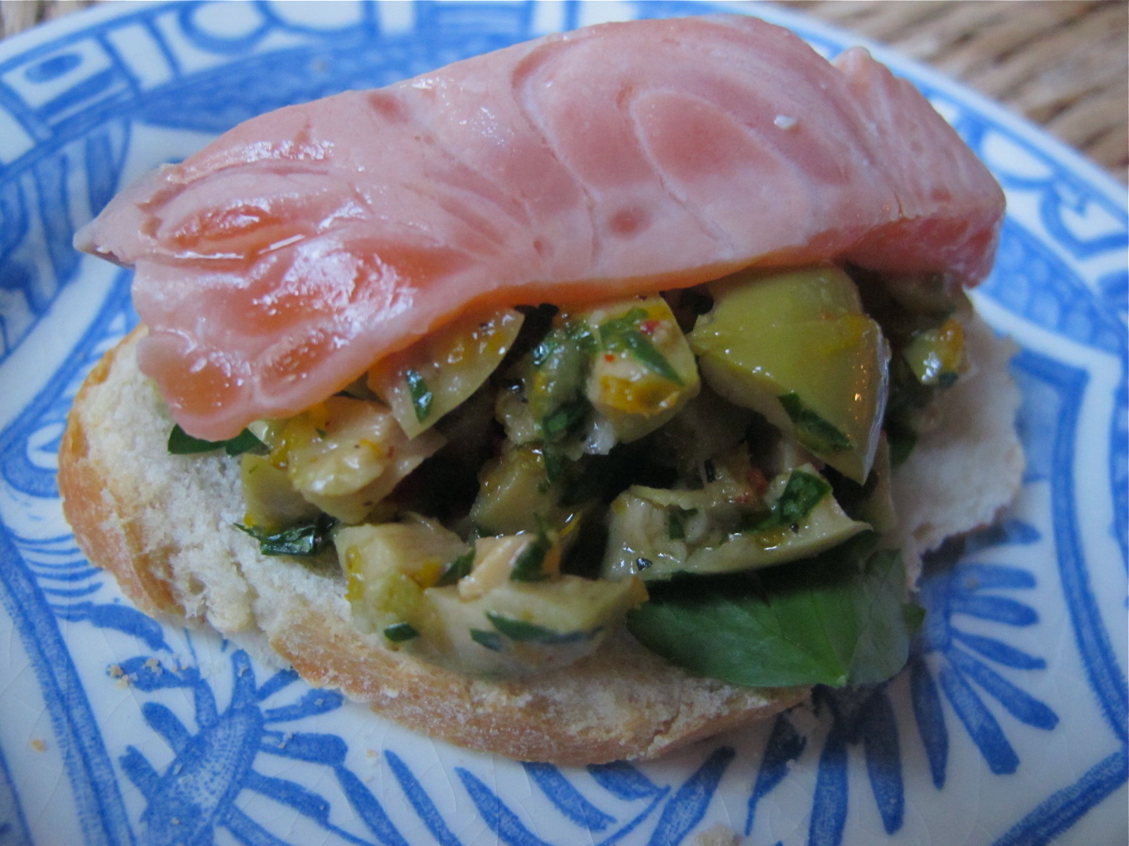 SALMON CARPACCIO WITH OLIVE RELISH