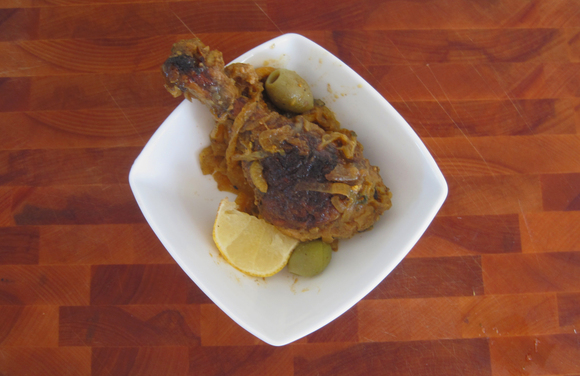 Chicken that Fancies Itself Spanish with Lemons, Onions & Olives