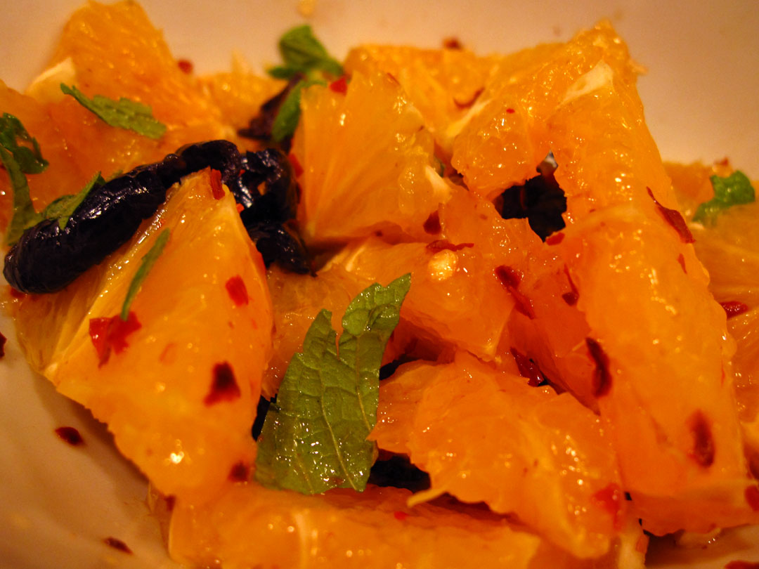 Orange and black olive salad