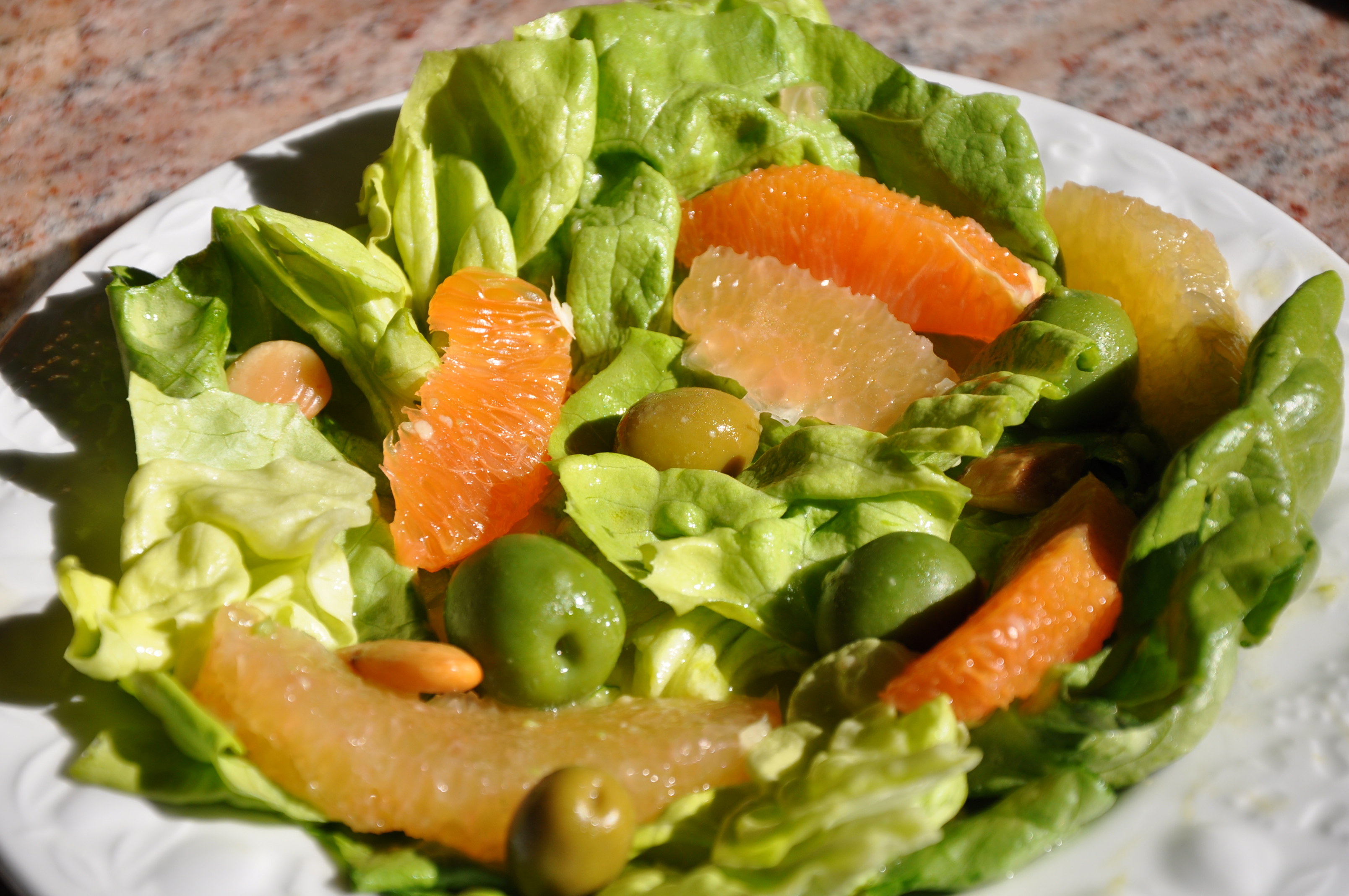 Butter Lettuce, Pomelo and Cara Cara Salad with Olives and Citrus Vinaigrette