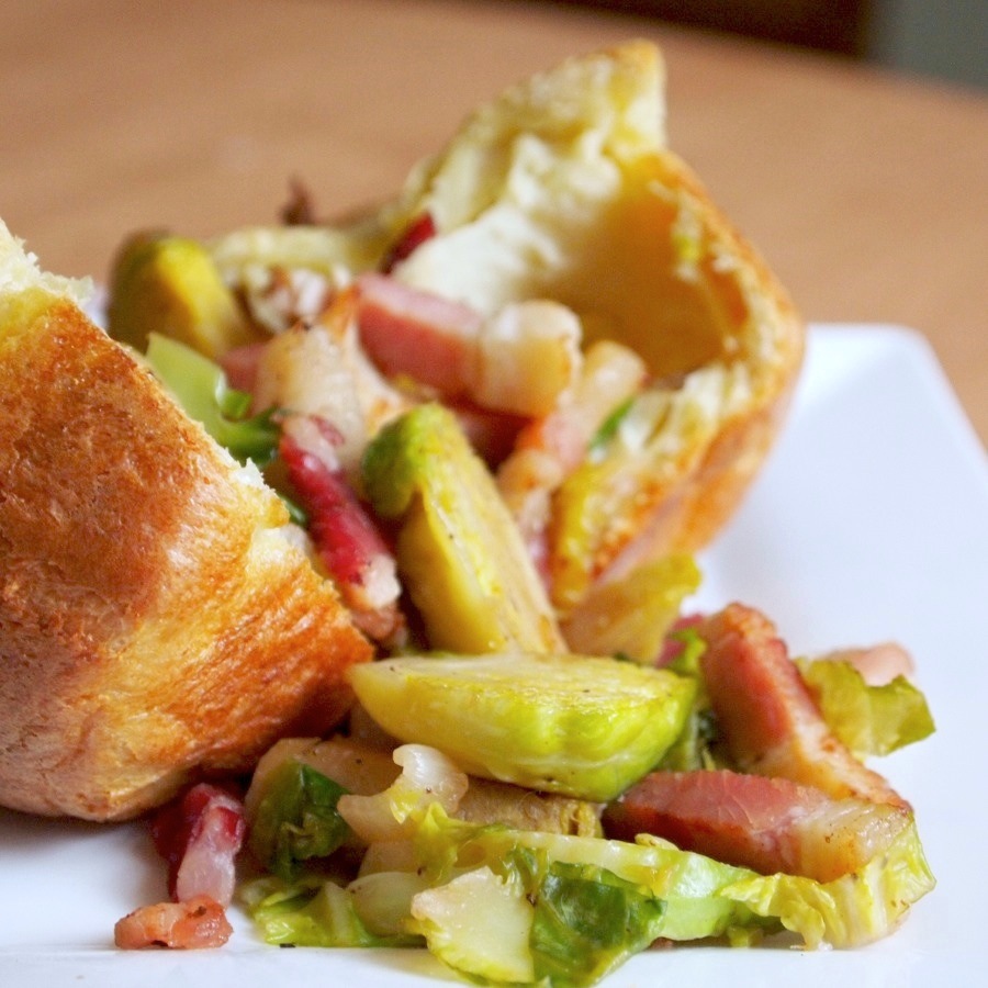Popovers with Bacon and Brussels Sprouts