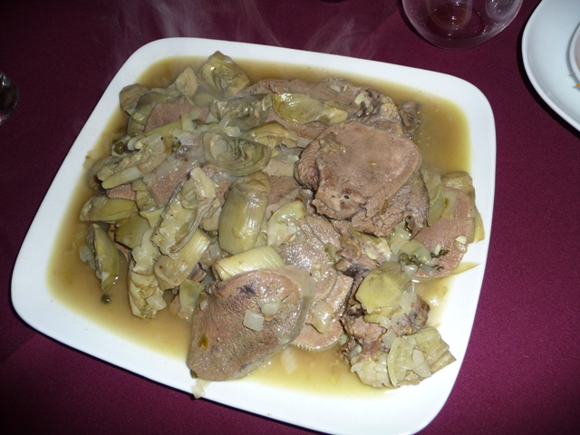 Beef Tongue with Artichokes Hearts