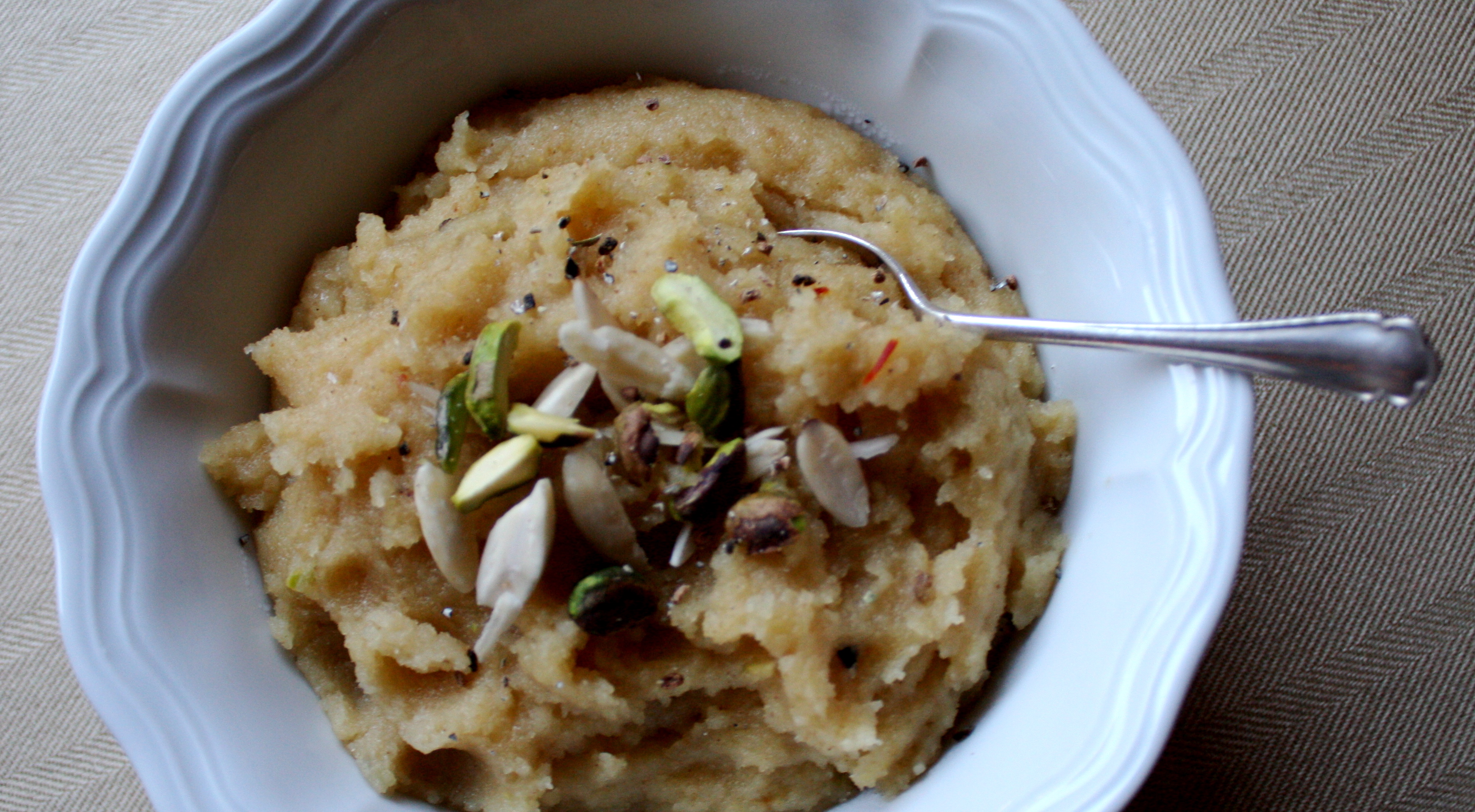 A Sweet Semolina Saffron Pudding (Sooji Halva)