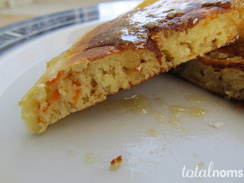 Carrot Pancakes with Honey Ginger Syrup