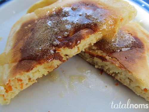 Carrot Pancakes with Honey Ginger Syrup