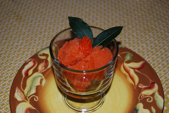 Carrot Sorbet with Candied Carrot Roses