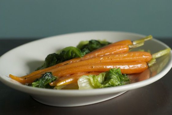 Glazed Carrots with Braised Bibb Lettuce