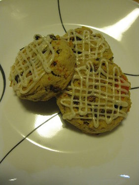 Carrot cake cookies with orange-cream cheese icing