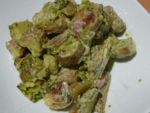 Brussels Sprout  Potatoes Salad in Herb Dressing 