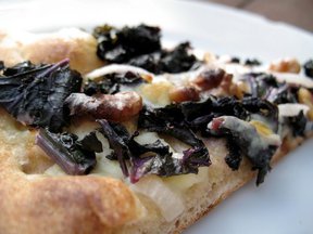 Kale Pizza with Blue Cheese and Walnuts