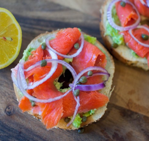Bagels with Lox and Avocado Spread