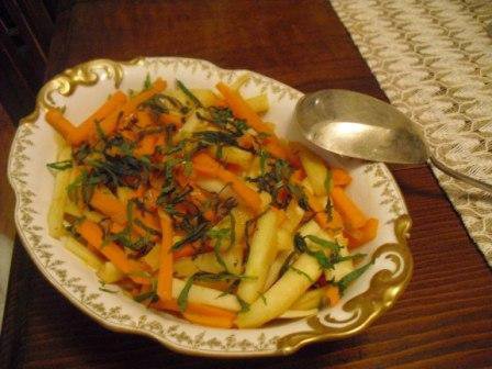 Citrus glazed carrots with her cousin parsnip