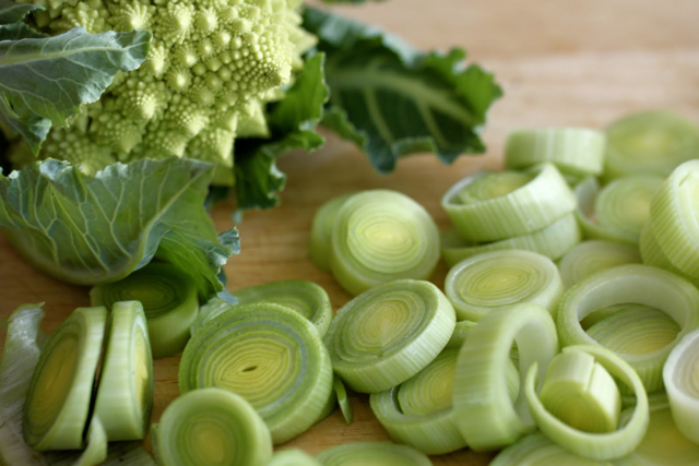 Romanesco, Leek, Bay, and Chevre tart