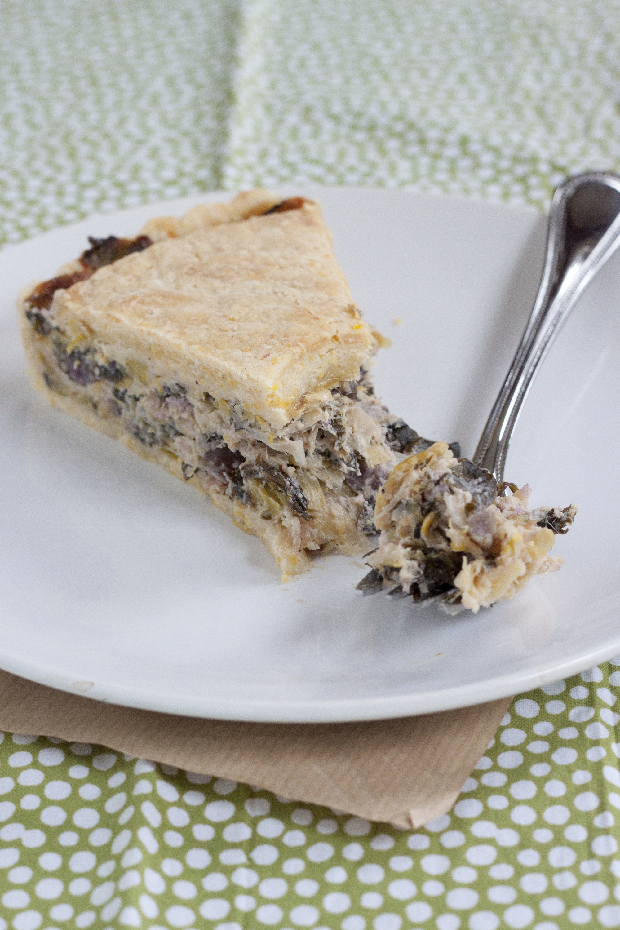 Leek and Greens Tart with Cornmeal Crust