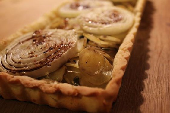 Onion Potato Tart with Balsamic Glaze