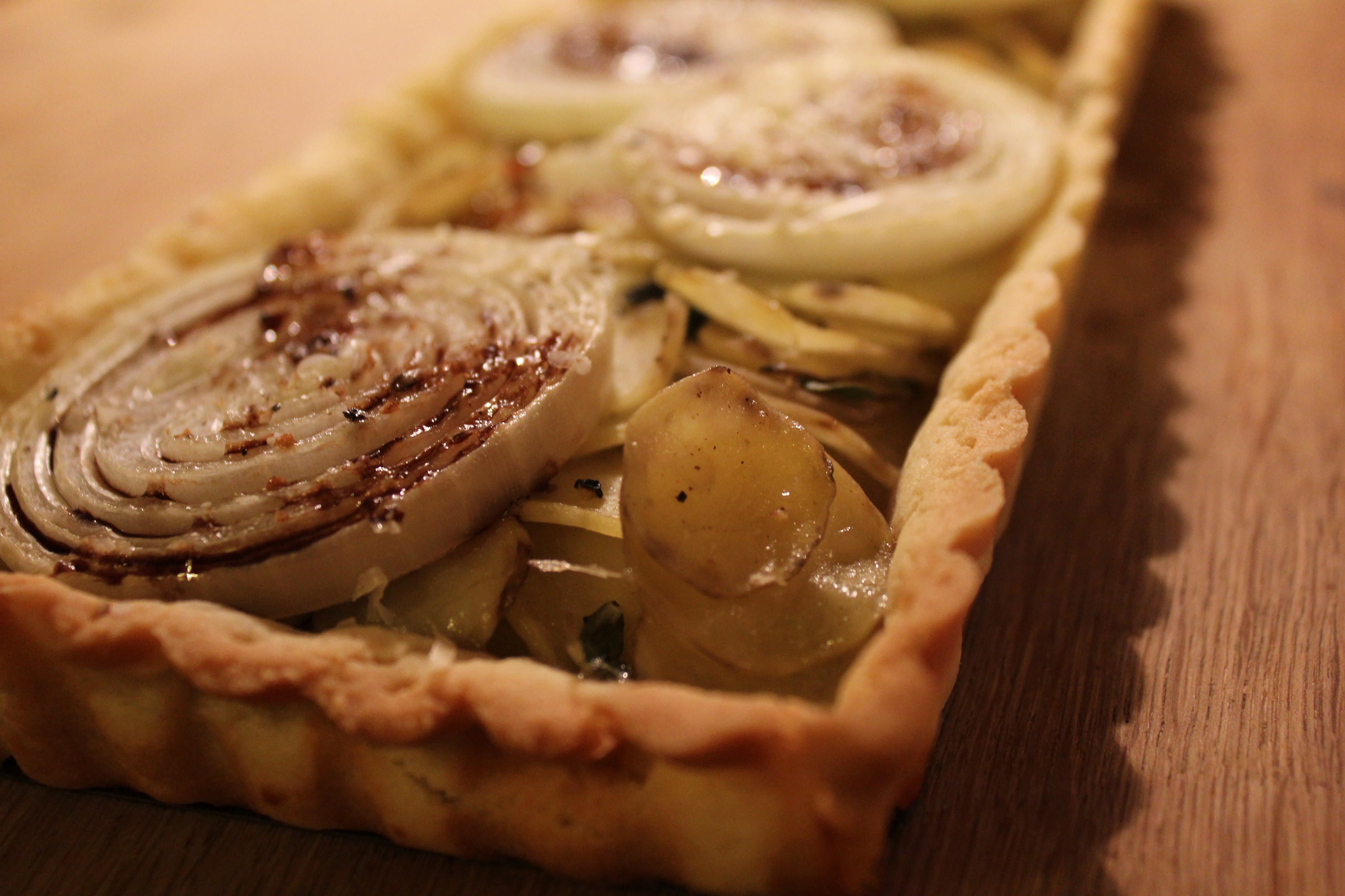 Onion Potato Tart with Balsamic Glaze