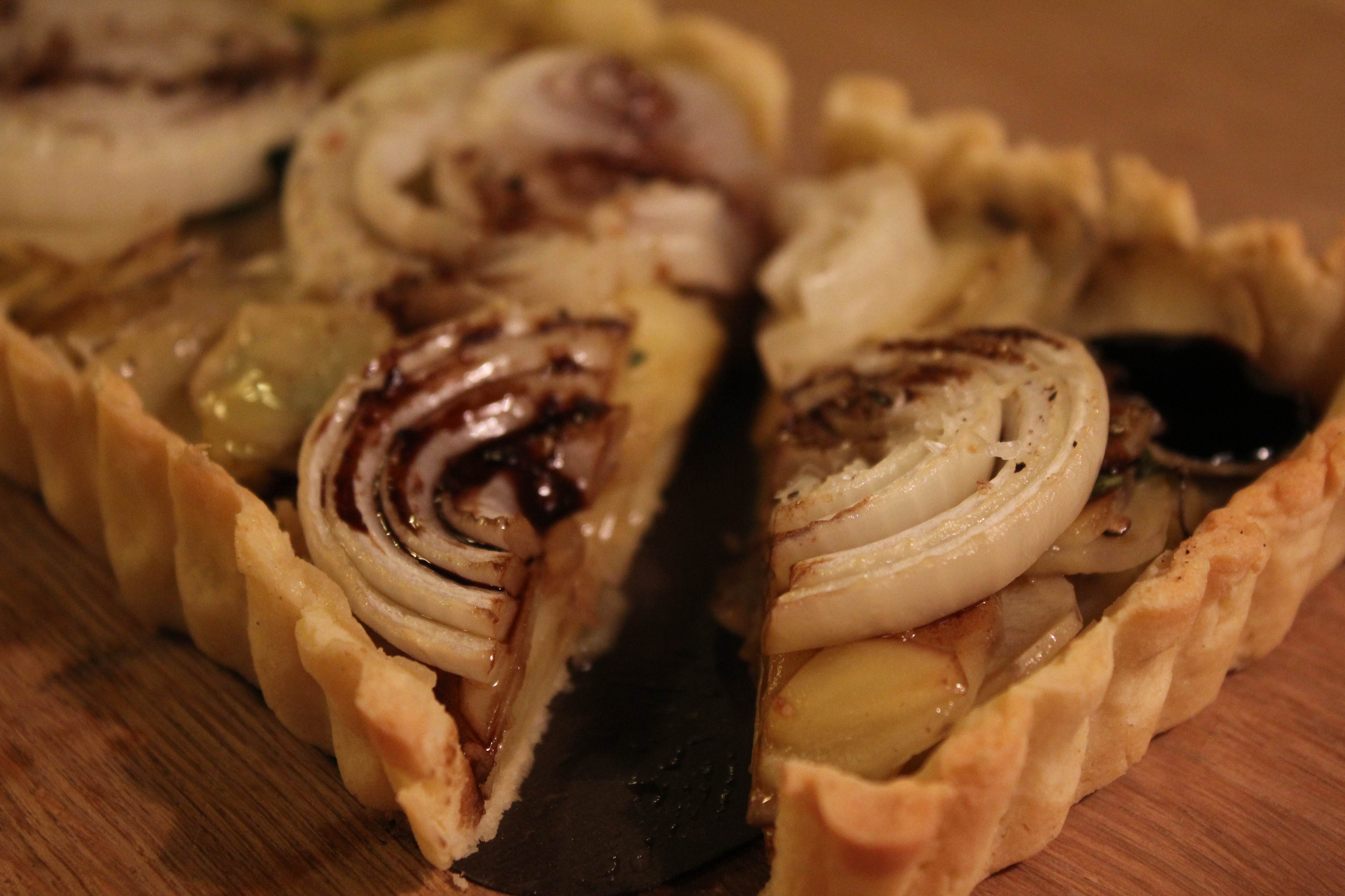 Onion Potato Tart with Balsamic Glaze