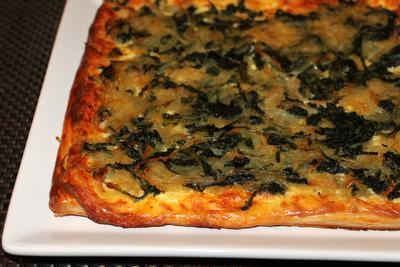 Mustard Greens Tart with Caramelized Onions and Gruyere