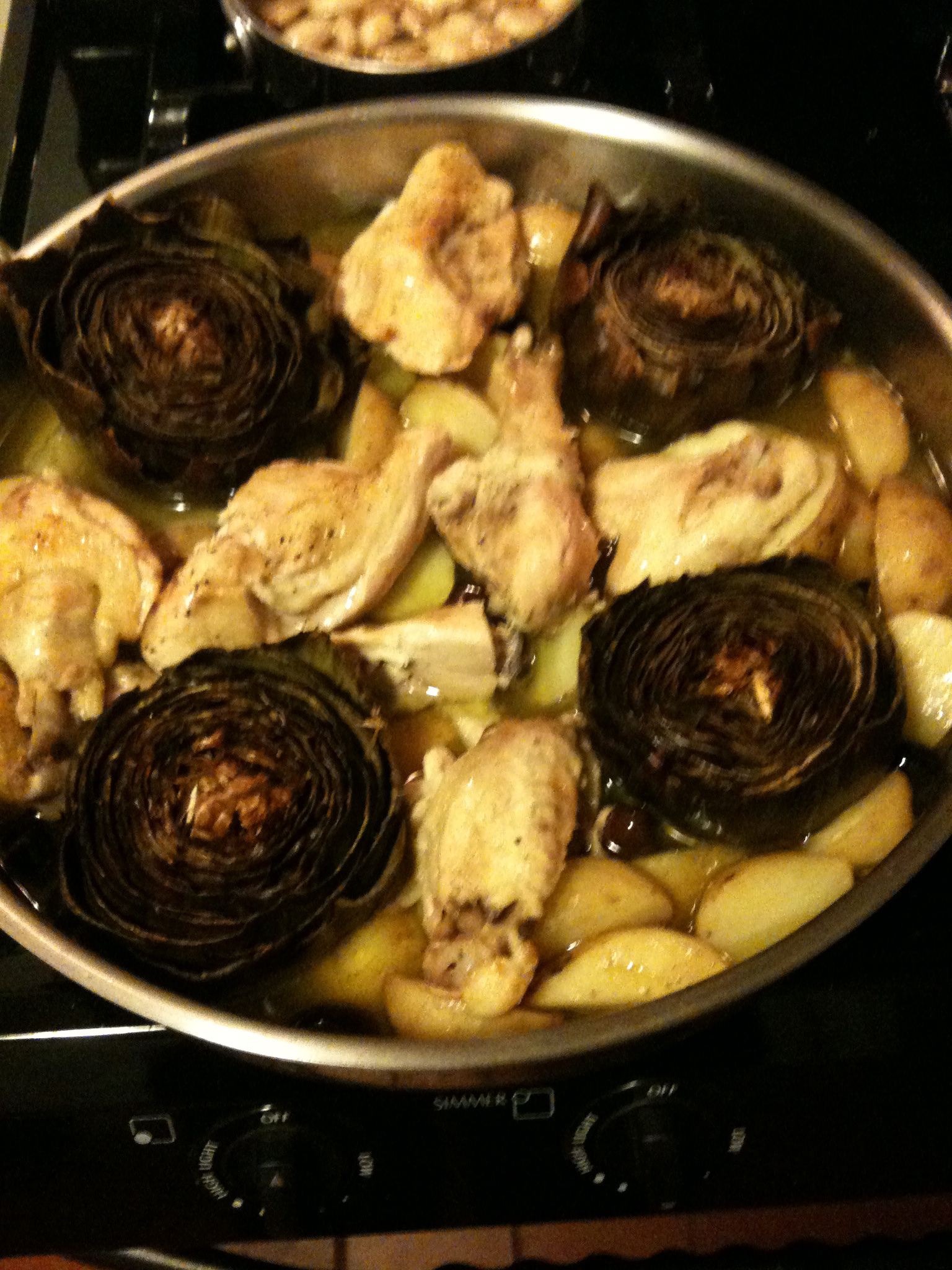 Roasted Artichokes, Potatoes & Chicken