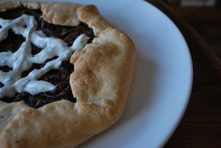 Brandied Red Onion Tart with Lemon Parsley Cream