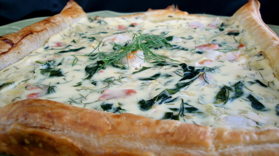 Fontina, Roasted Fennel & Spinach Seafood Tart