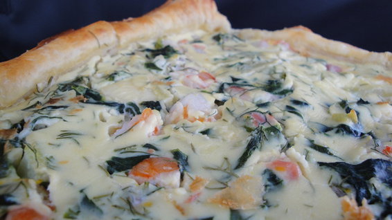 Fontina, Roasted Fennel & Spinach Seafood Tart