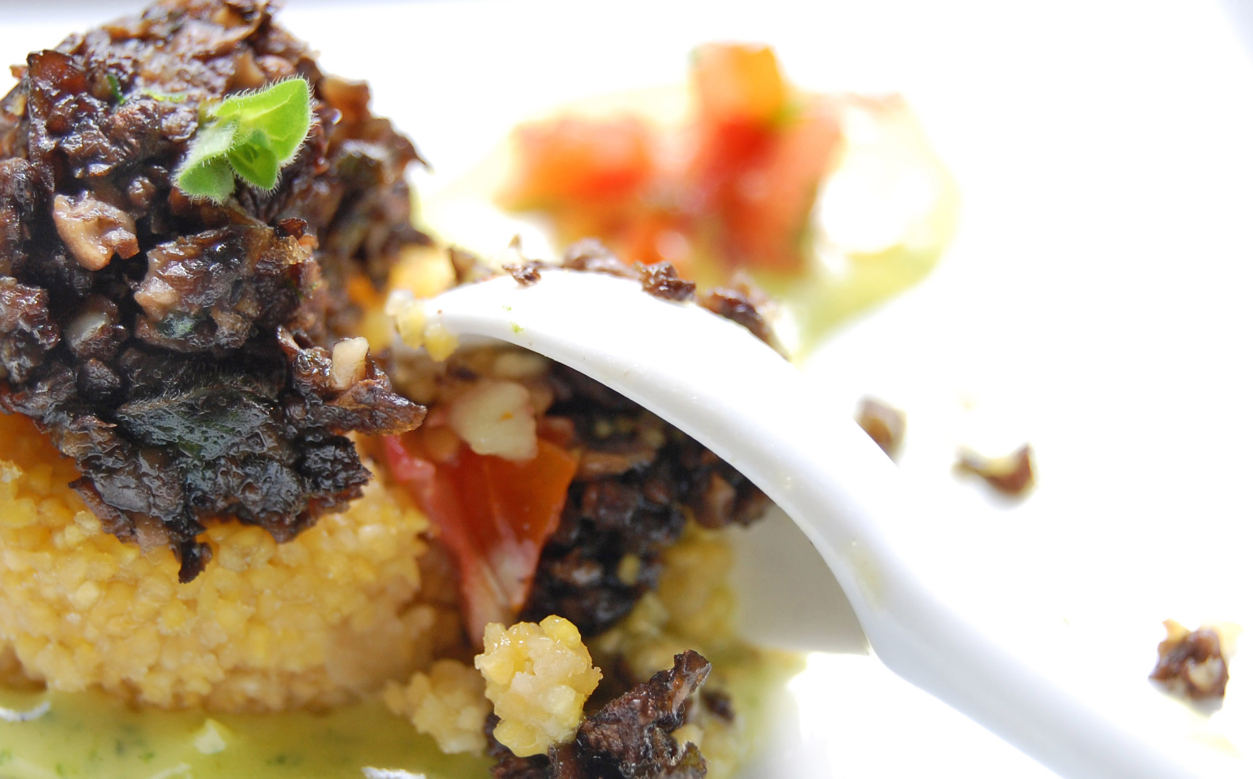 Mushroom Confit Polenta Tart with Tomato-Fig Jam