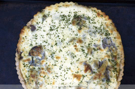 Potato Leek Tart with Goat Cheese and Parsley Purée